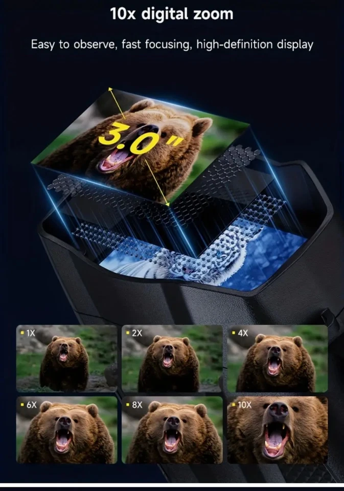 Binocolo digitale 48mp 1080 Visore Notturno 5x Digitale Infrarossi 800mt Caccia - Immagine 4 di 4