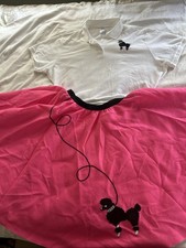 2Pc. Neon Pink FELT Poodle Skirt 3XL -4XL Jerzees Polo White 3XL -w-poodle NEW