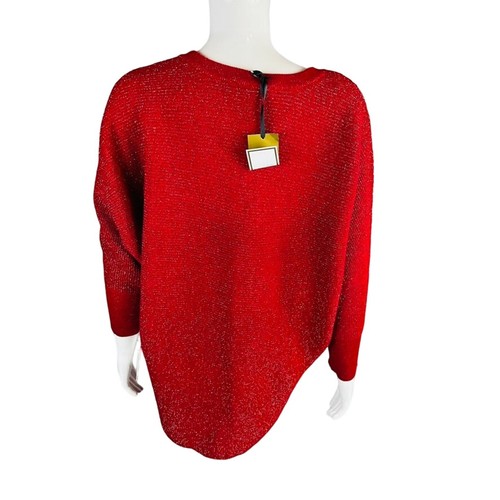 New Ellen Tracy Womans Sz PM Petite Medium Sweater Blouse Shimmer Red Tunic NWT - Picture 5 of 8