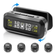 Wireless Solar TPMS LCD Car Tire Pressure Monitoring System w/4 External Sensors