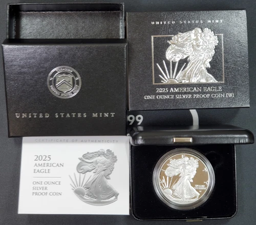 2025-W US Proof Silver Eagle - 1 oz .999 Fine Silver Coin BOX & COA