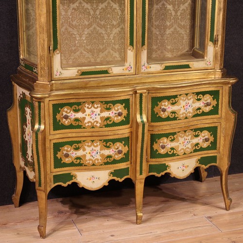 Vitrine double body display cabinet lacquered painted bookcase 20th century - Picture 3 of 12