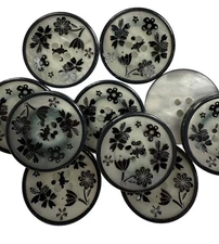 10PC White Flower & Leave Resin Buttons Sewing Crafts Flat Back Buttons 25mm