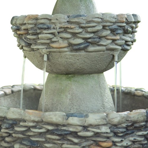 Garden Water Feature Outdoor Fountain 3-Tier Waterfall Pedestal Grey Teamson - Picture 4 of 10
