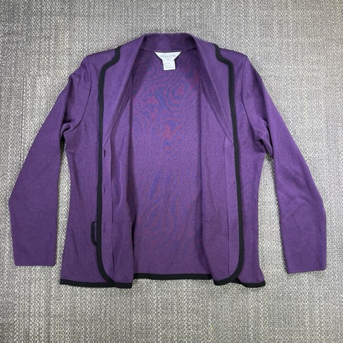 Cárdigan tejido Misook Blazer Mujer Petite M Chaqueta púrpura Botones dorados Bolsillos - Imagen 5 de 18