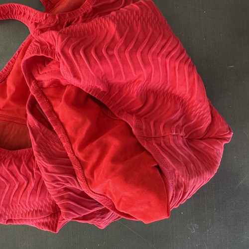 Gottex Red Retro Swimwear One Piece Swimsuit Bathing Suit Ribbed Square Neck 14 - Picture 6 of 6