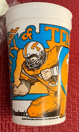 Bicchiere plastica Hardees vintage vintage 1983 Università di TN Vols raro - Foto 3 di 5
