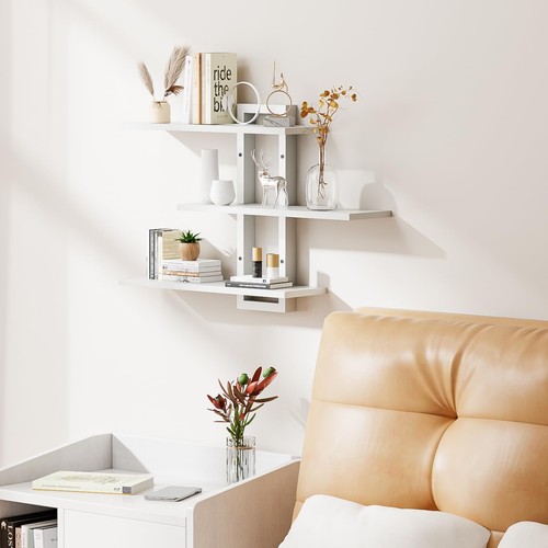 Floating Shelves, Wall Mounted Shelves for Bathroom, Set of 3 Wooden Hanging ... - Picture 5 of 9