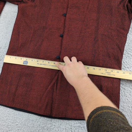 Smoking Jacket Mens OS Red Black Reversible Pashmina Cashmere Silk Handwoven - Picture 10 of 24