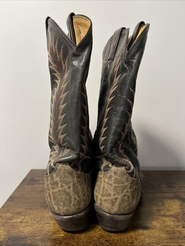 VTG Tony Lama GOLD LABEL 8601 Men’s Exotic Elephant Cowboy Boots Sz 10.5D - Picture 6 of 13