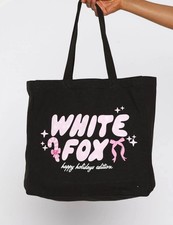 White Fox Bag  Tote Bag Black/pink  Letters Stunning New Christmas Happy Holiday
