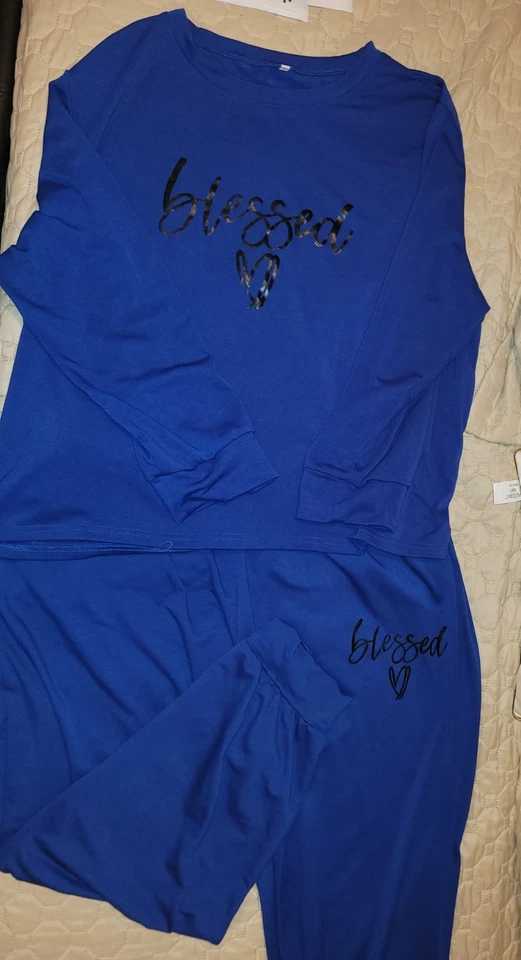 Conjunto Jogger Feminino Manga Longa Azul 1XL Novo Sem Etiquetas - Imagem 4 de 4