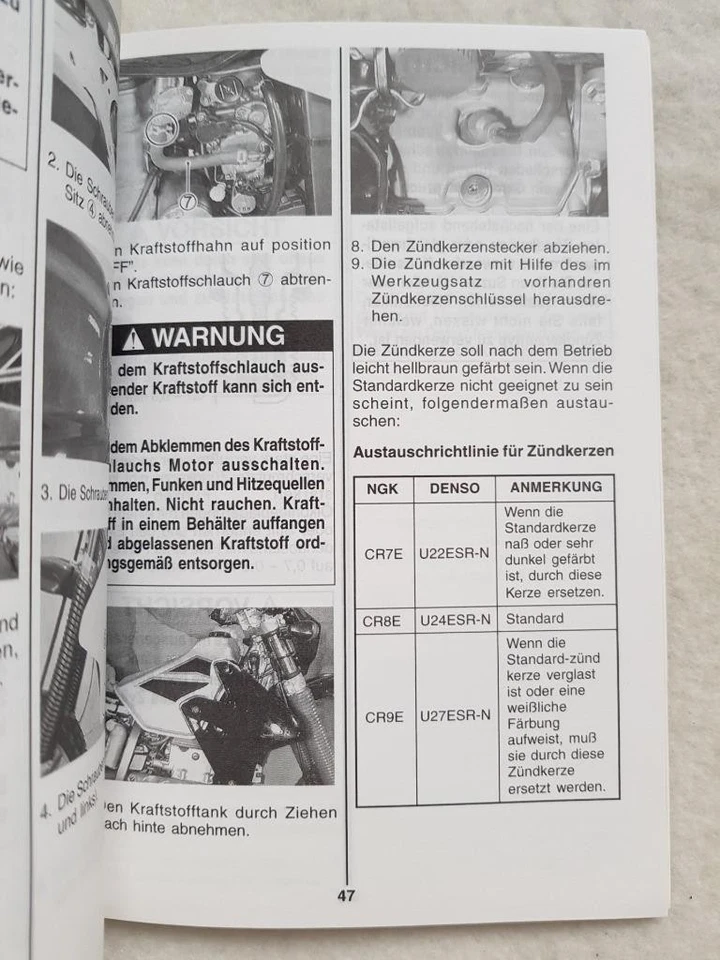 SUZUKI DRZ400S Motorcycle Owners Manual DEC 1999 #99011-29F60-01K GERMAN TEXT - Image 3 of 4