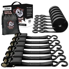Cartman 1 x 15 Ratchet Tie Down up to 1500lbs 6pk in Carry Bag, Cargo Straps