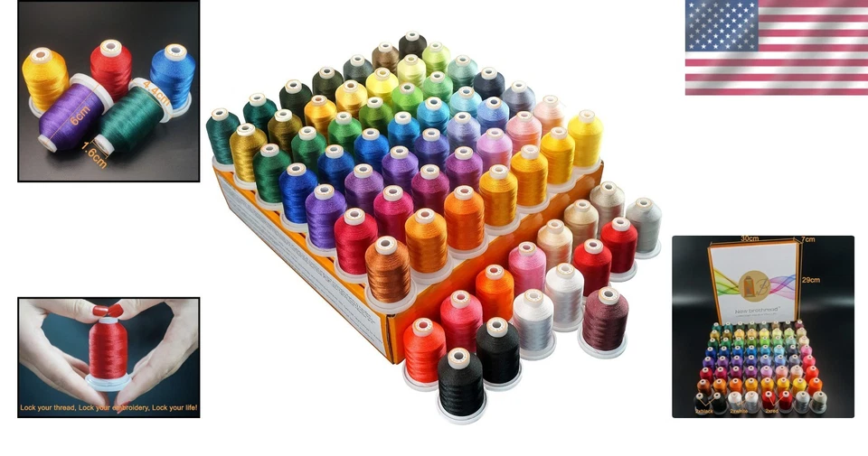 Professional Polyester Embroidery Thread Set - 64 Colors - Image 2 of 4