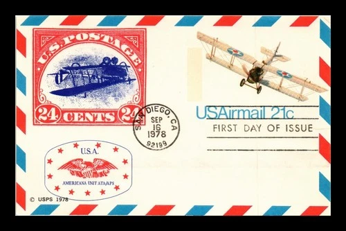 DR JIM STAMPS US FIRST DAY CARD CURTISS JENNY 21C AIR MAIL AMERICANA UNIT