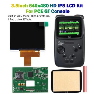 For PC Engine GT IPS LCD 3.5'' 640x480 HD RGB Board HightLight For PCE GT Console