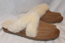 UGG WOMEN'S SUEDE SHEARLNG FUR LINED SLIPPERS CHESTNUT NIB SZ 8