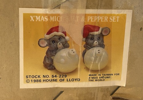 Vintage 1986 House of Lloyd Ceramic Christmas Holiday Mice Salt & Pepper Shakers - Picture 2 of 8