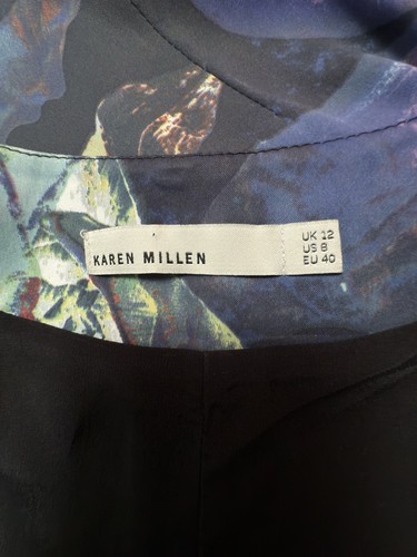 Karen Millen UK12 EU40 US8 Blue Floral Stretch Satin Pencil Dress Wedding, Ascot - Picture 13 of 14