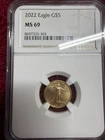 2022  $5  1/10 oz Gold Eagle Coin NGC MS69