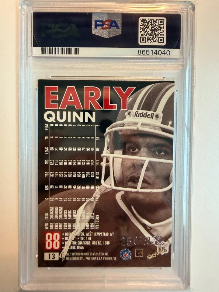 1998 Skybox Premium Star Rubies /50 Quinn Early #13 PSA 8 - Image 2 of 2