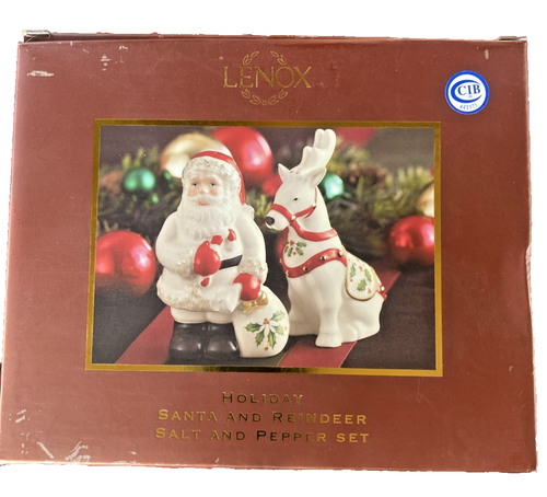 Vintage Lenox Holiday Santa and Reindeer Salt and Pepper Shaker Set - 2005 - Bild 1 von 9
