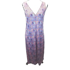 Tory Burch Sleeveless Maxi Dress Floral Blue Coral Spring Boho Casual Sz Med
