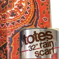 Totes 32 inch Rain Scarf Red Paisley New Retro 60's