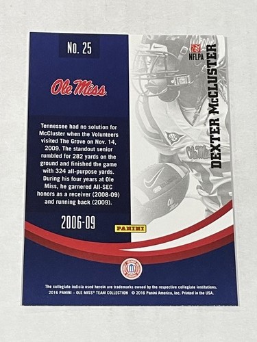 2016 Panini Ole Miss Rebels Multisport #25 - Dexter McCluster - Ole Miss Rebels - Picture 2 of 2
