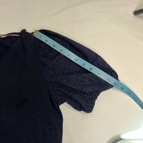 Boden Broderie Mix Jersey Midikleid dunkelblau Baumwolle Puffärmel 4P Petite - Bild 9 von 14