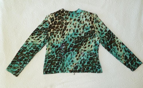 Giacca top Joseph Ribkoff turchese/marrone animali paillettes collo pelliccia zip 16 - Foto 13 di 19