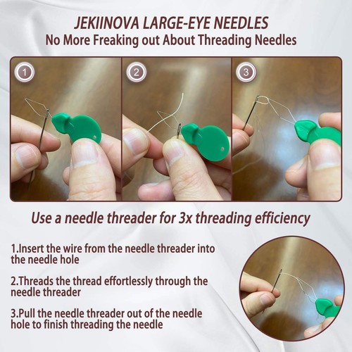 Large-Eye Needles for Hand Sewing, 50pcs Premium Large Eye Sewing Needles wit... - Picture 2 of 7