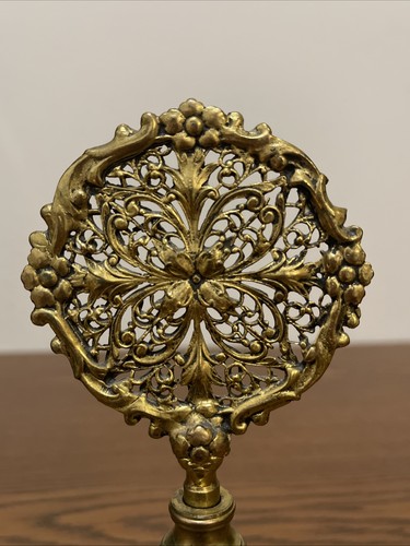 Vintage Ormolu Filigree Perfume Bottle  Glass Dauber 6.5" Tall - Picture 2 of 10