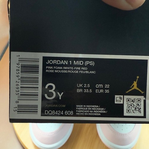 Jordan 1 Mid Pink Foam Rojo Fuego Blanco (PS) Talla 3Y - Imagen 12 de 12