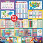 32 Set of 59 Educational Posters for Kids - Alphabet Chart, Periodic Table, U