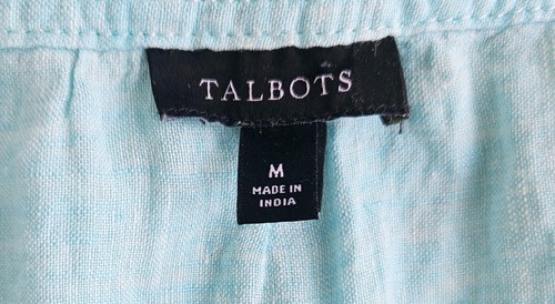 Talbots blau Plissee Ärmel 100 % Leinen Top Quaste Größe Medium - Bild 13 von 13