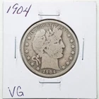 1904 50C Barber Liberty Head Half Dollar in VG Condition #6405