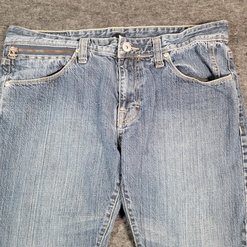 Jeans vintage Zoo York denim gamba corta uomo 34x32 tasche zip skater grunge 774 - Foto 11 di 22