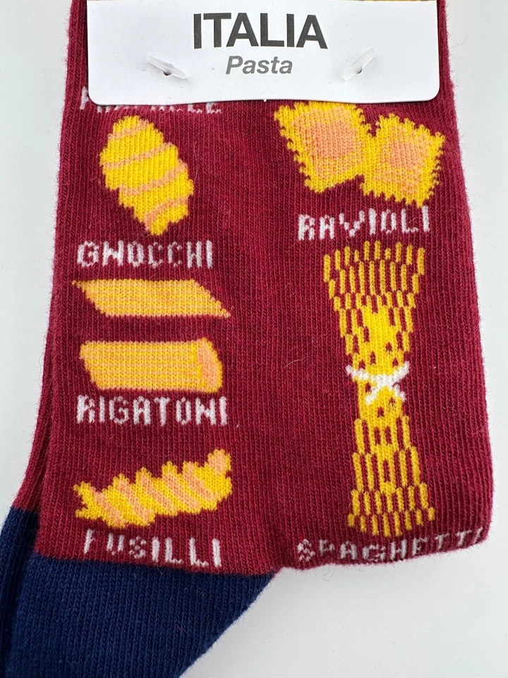 SPOT CLUB Italia Pasta Novelty Socks NWT Red Pasta Pattern Small Mid-Calf Socks - Image 3 of 4