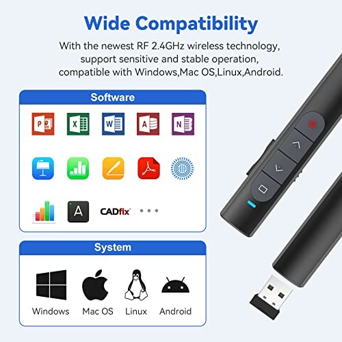 Presentation Clicker Wireless Presenter Remote, PowerPoint 61R A Red light-USB - Bild 7 von 7