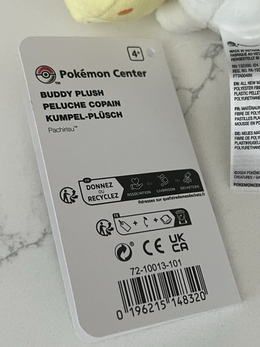 Pokemon Center Original Pokemon Pachirisu Buddy Plüschtier Stofftier Neu - Bild 5 von 5