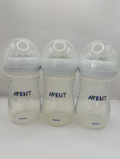 Pack Of 3 - Philips Avent Baby Bottles - 9 Oz - Sz 2 Nipples - Used In Good Cond