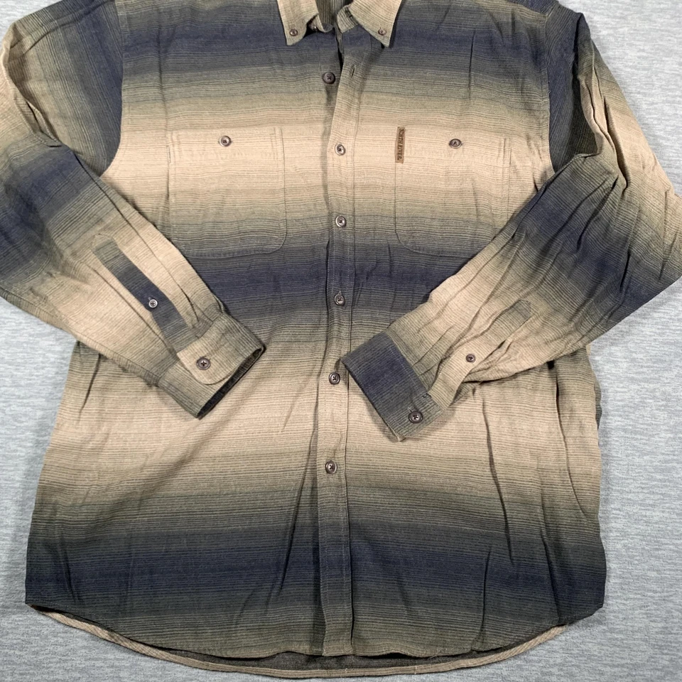 Camisa North River Para Hombre Grande Beige Azul Western Ombre Rayas Abotonada Exterior Foto 3 de 4
