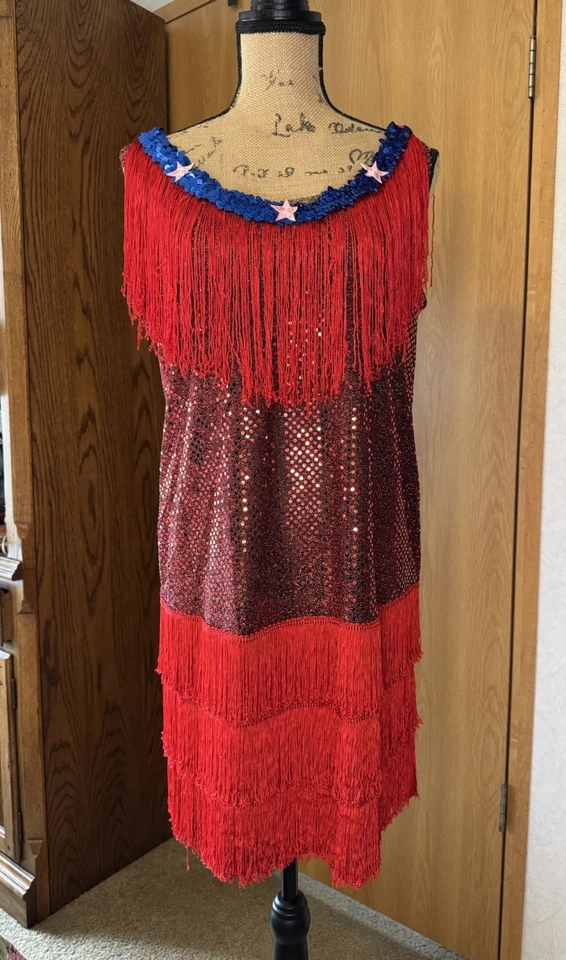 Винтажный California костюм Flapper бахрома платье 1920-х праздник вечеринки Гэтсби L - Изображение 2 из 4