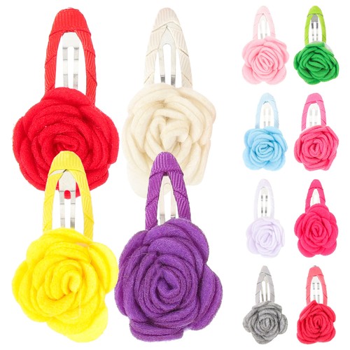 12pcs Baby Girls Rose Hair Clip Flower Colorful Hairpin Barretes Beauty - Picture 2 of 12