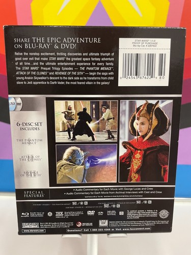 Star Wars Trilogy Episodes I II III (Blu-ray+DVD, 2013 6-Disc Box Set) w/slipcov - Foto 2 di 2
