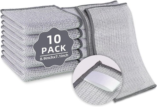 10er Pack Edelstahl Schrubber, Wiederverwendbare Diamantgewebe Schrubber Tücher, Nicht-Sc - Bild 1 von 2