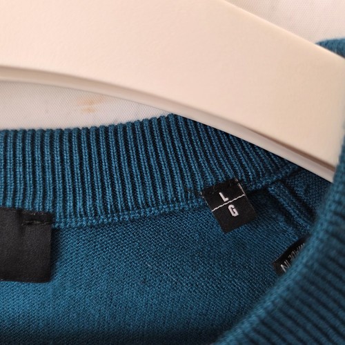 The Kooples Herren L kompakter Strick Sport Raglan Kurzarm Henley Pullover türkis - Bild 6 von 9
