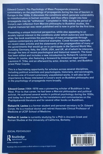 EDWARD CONZE'S THE PSYCHOLOGY OF MASS PROPAGANDA (2023) ed. Levine TPB - Bild 2 von 2